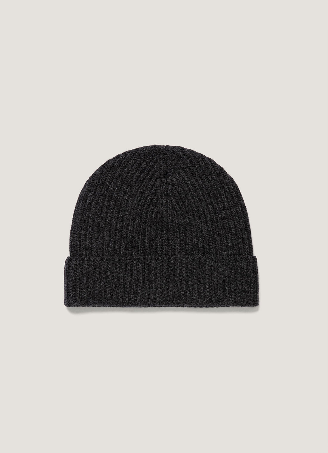 Cashmere Ribbed Hat in Charcoal Melange