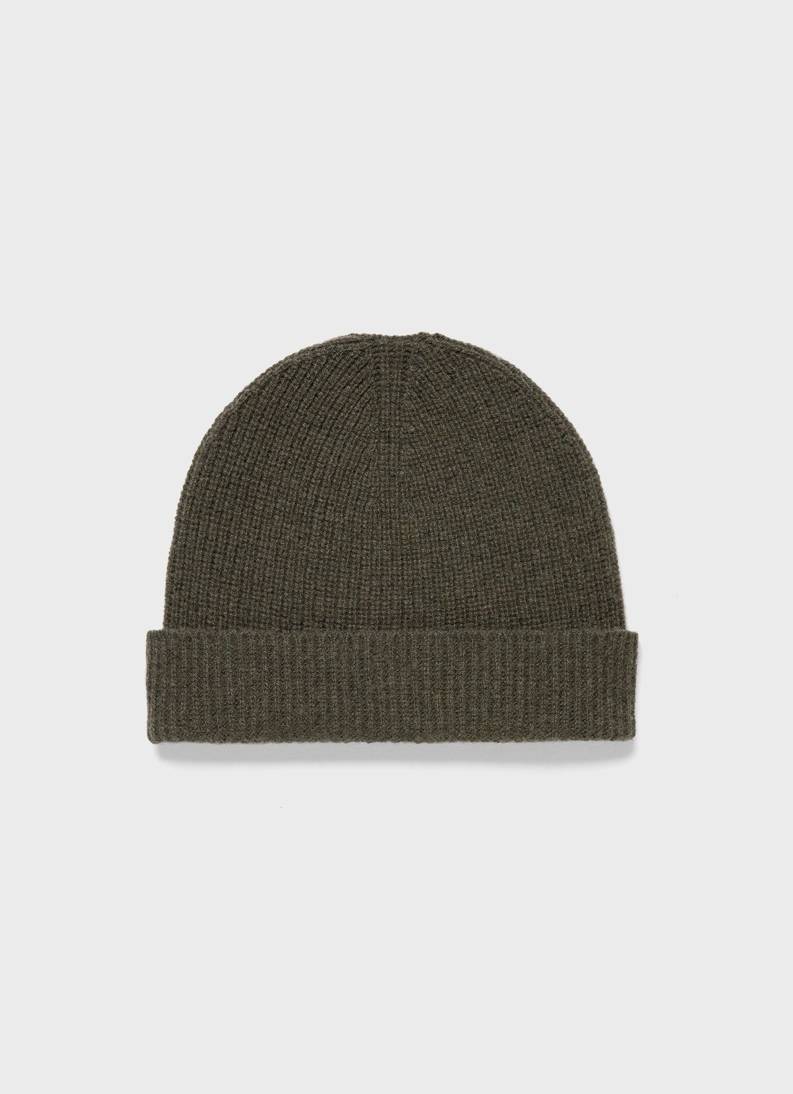Cashmere Ribbed Hat in Dark Moss