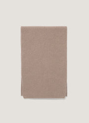 Cashmere Ribbed Scarf in Mink