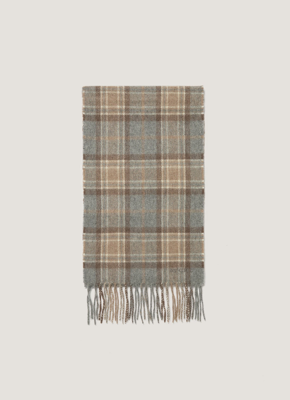 Men's Cashmere Scarf in Sandstone Check