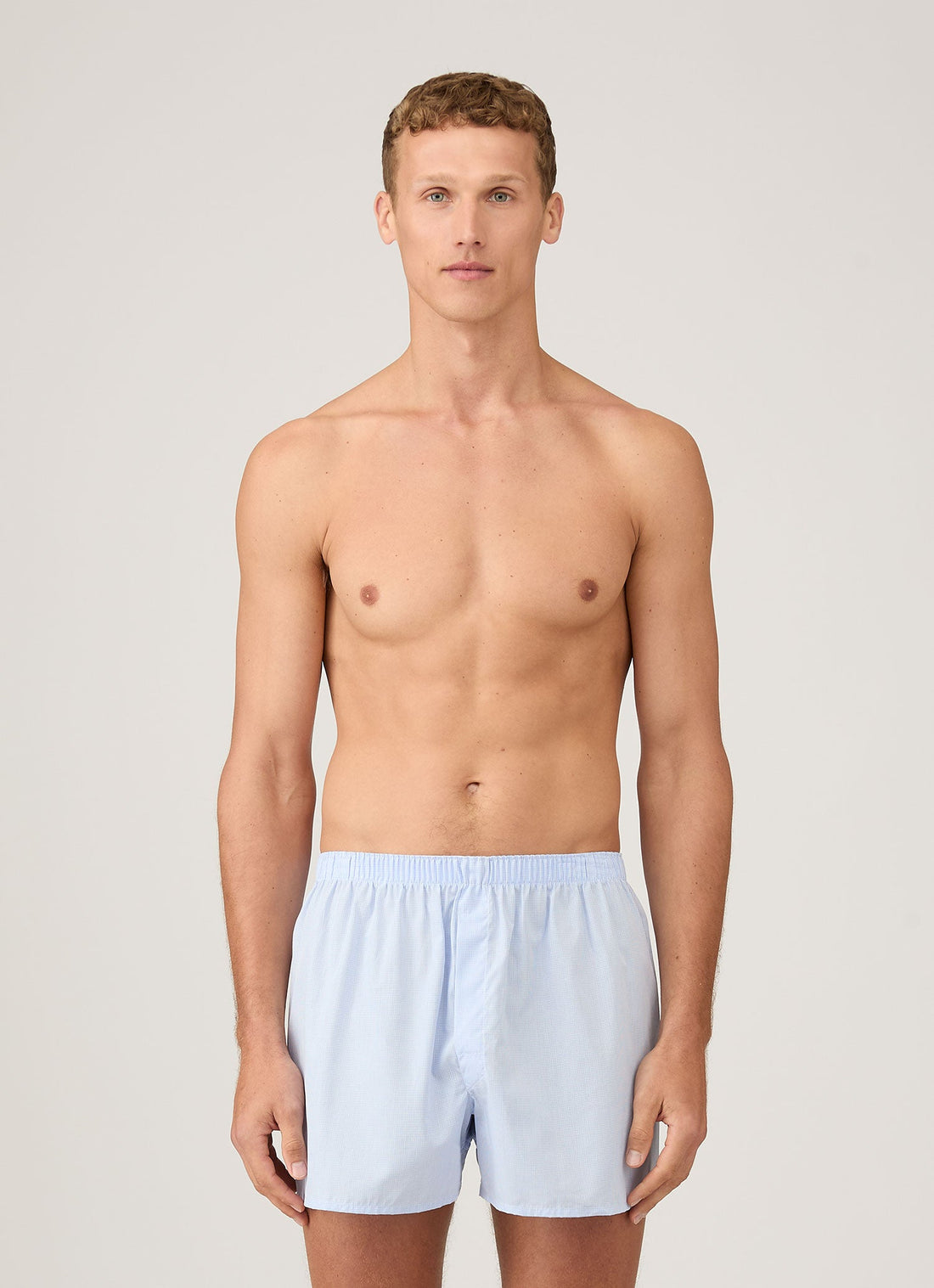 Men's Classic Boxer Short in Light Blue Micro Gingham