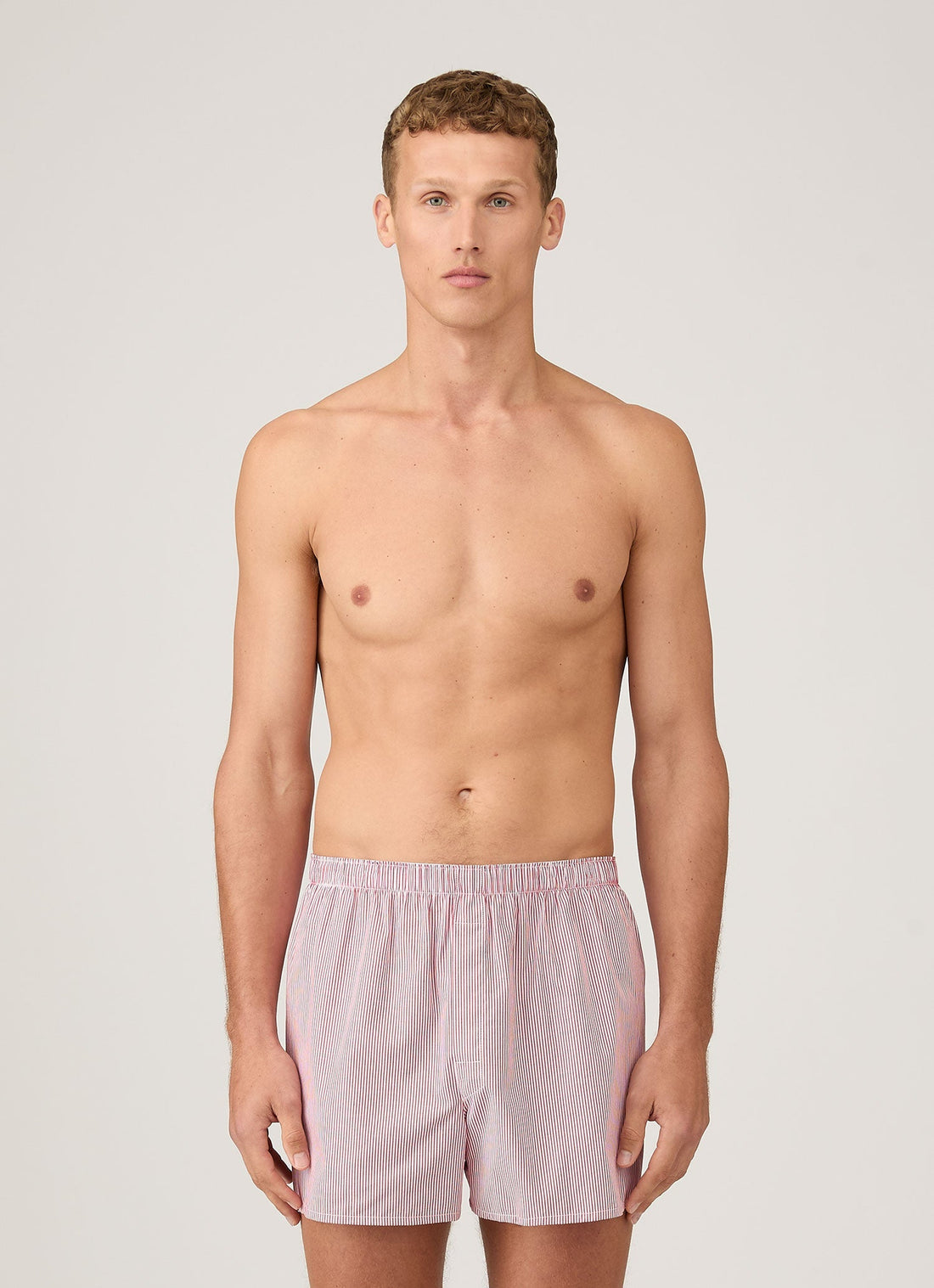 Men's Classic Boxer Short in White/Red Pinstripe