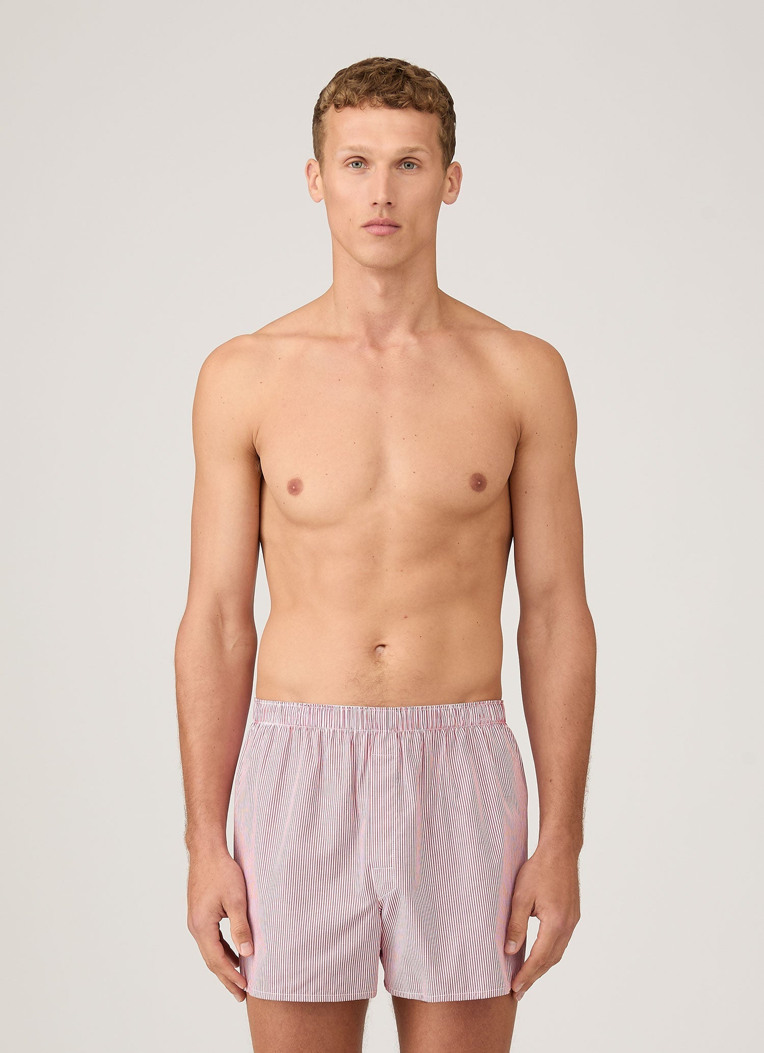 Men's Classic Boxer Short in White/Red Pinstripe