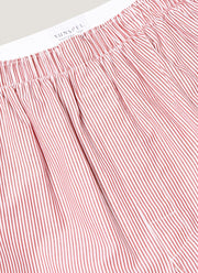 Men's Classic Boxer Shorts in White/Red/Navy Pinstripe