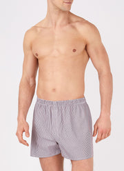 Men's Classic Boxer Shorts in Port/White Stripe