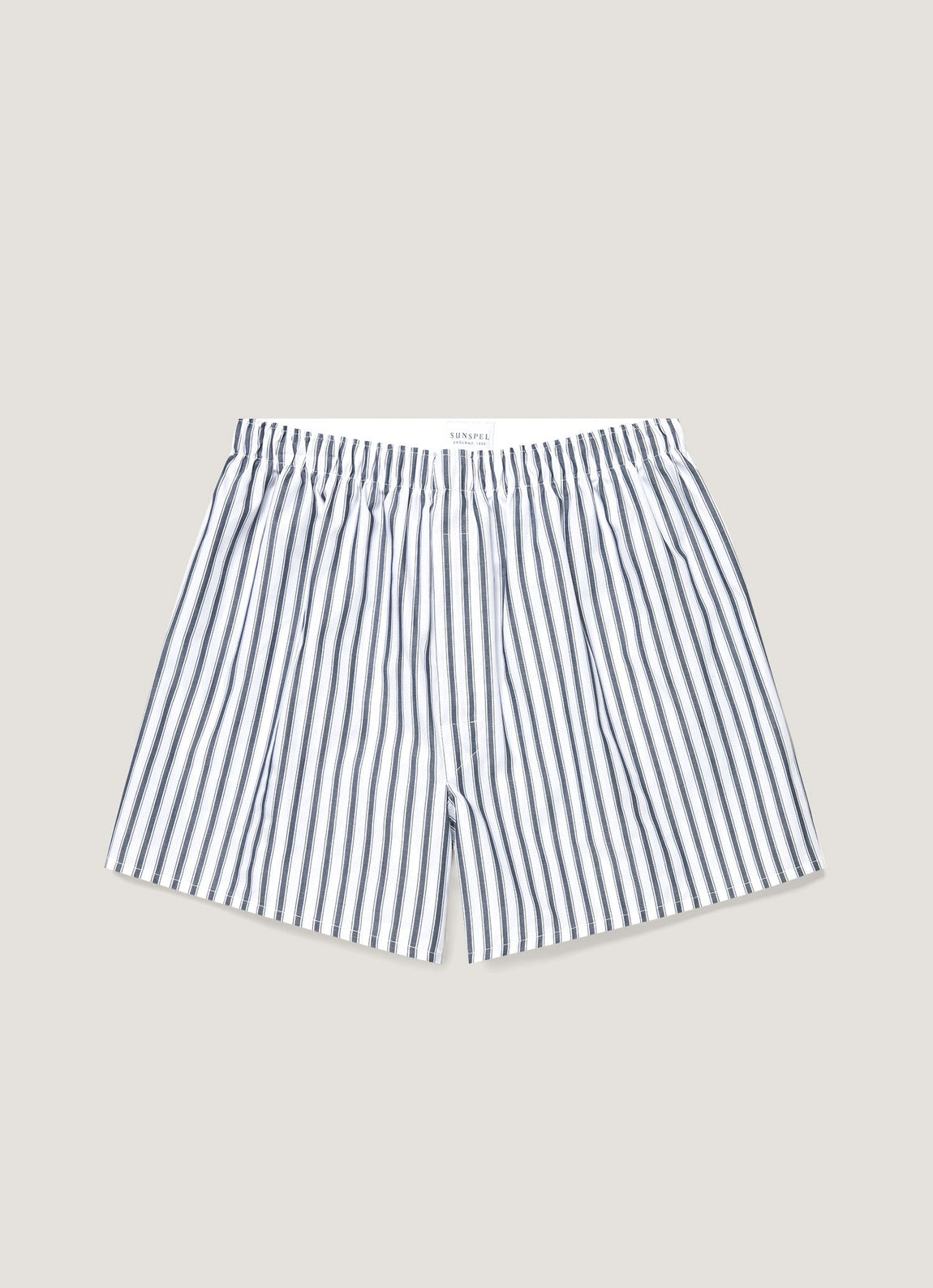 Men's Classic Boxer Shorts in White/Navy Stripe