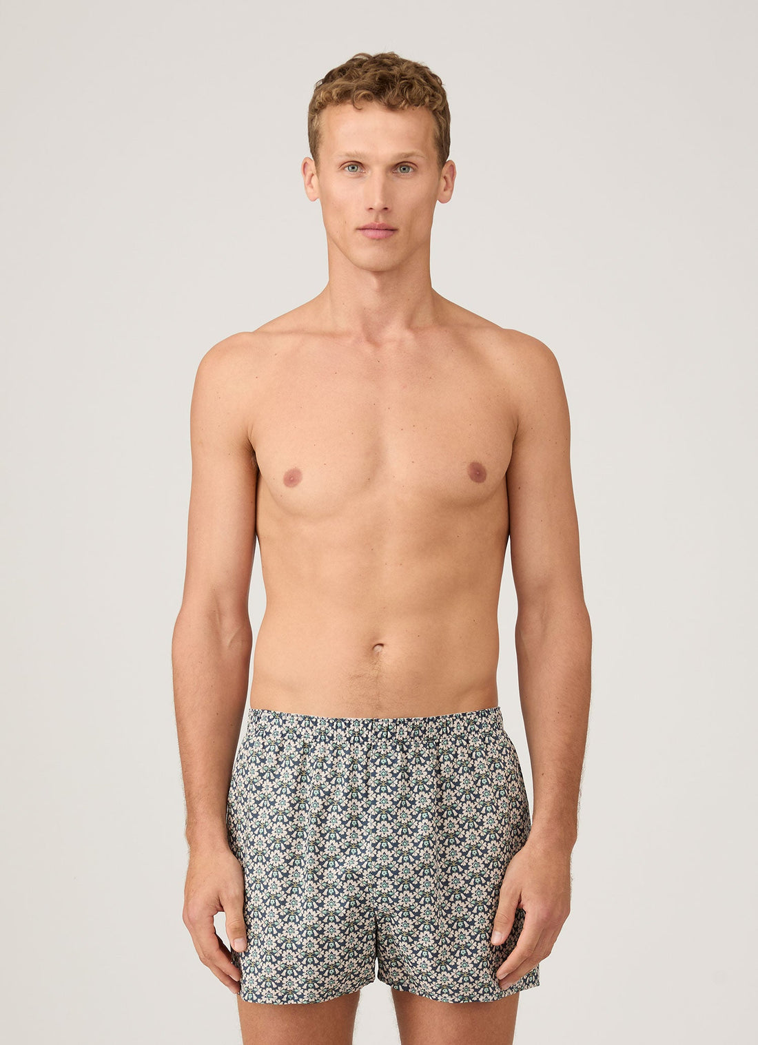 Men's Classic Boxer Shorts in Liberty Fabric in Navy/White Macsen