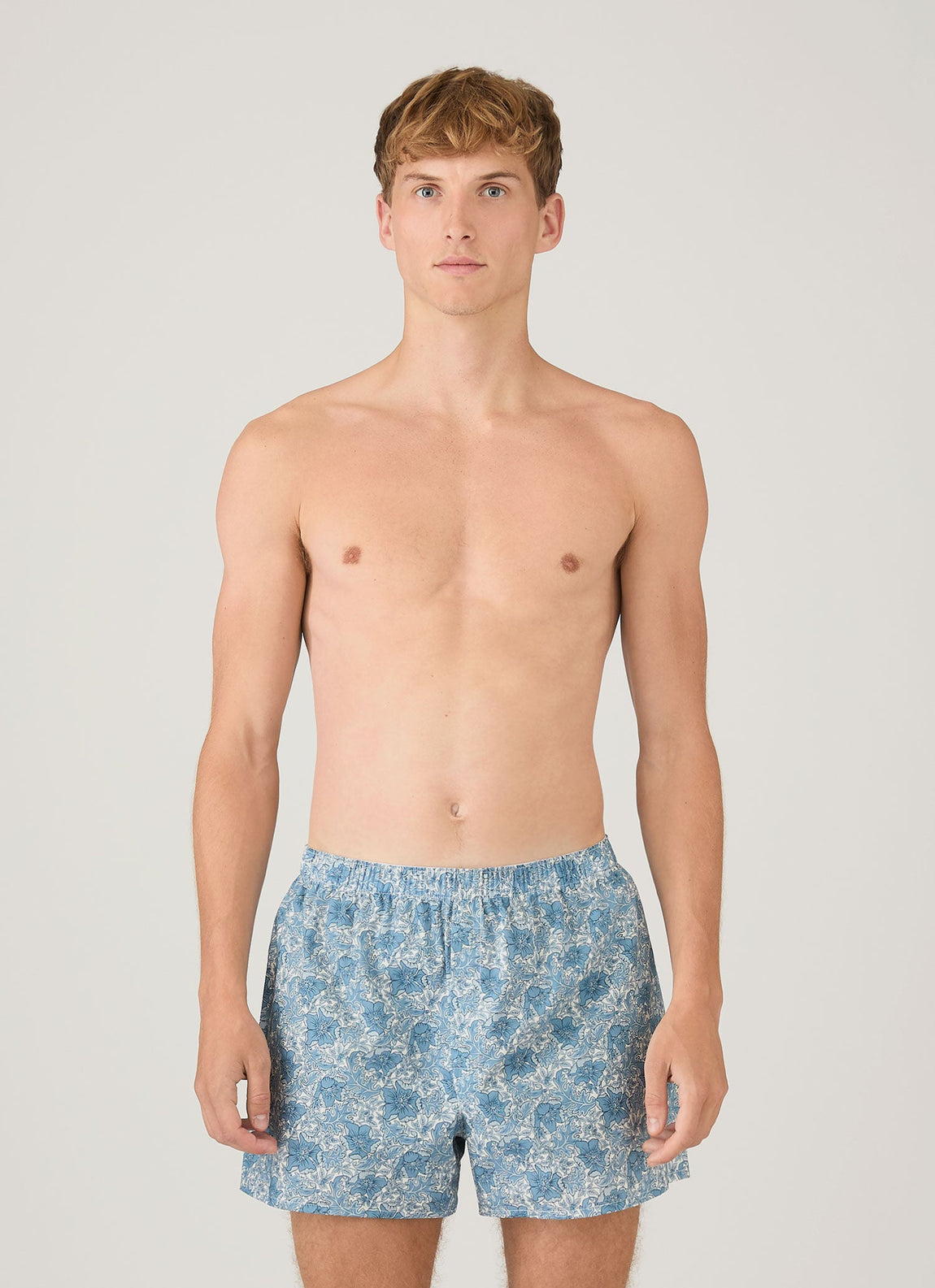 Men's Classic Boxer Shorts in Liberty Fabric in Stone Blue Floral