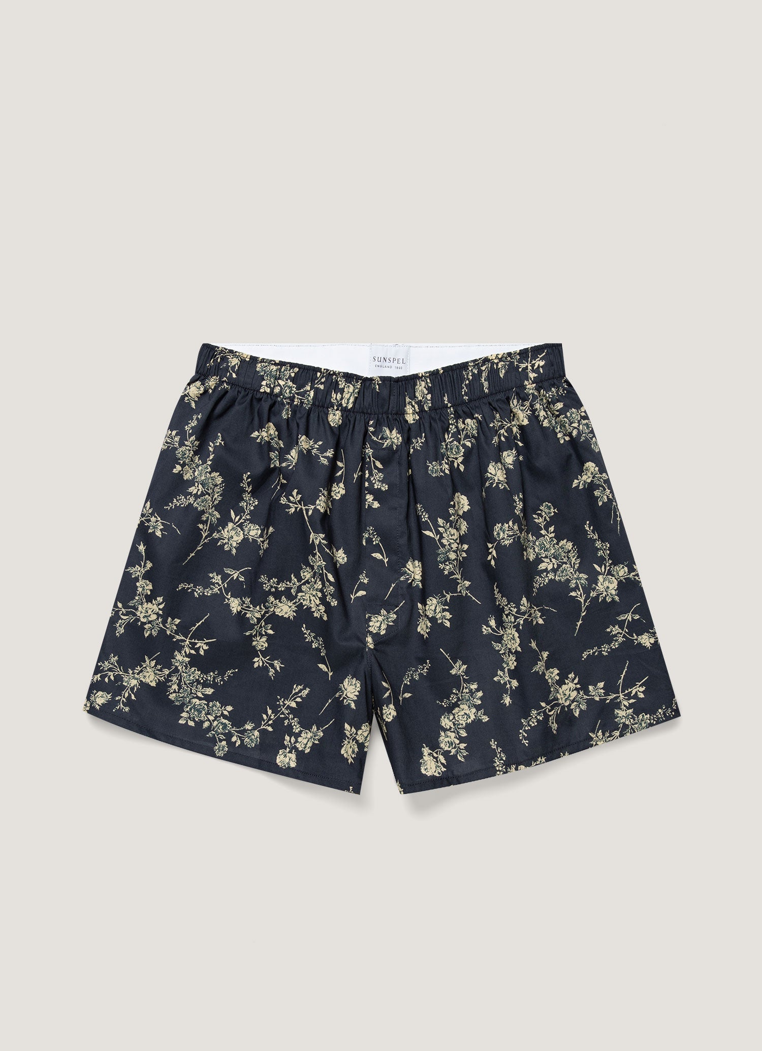 LIBeRté Playfulness Men's Classic Boxer Short in Liberty Fabric in Navy Sketch Floral