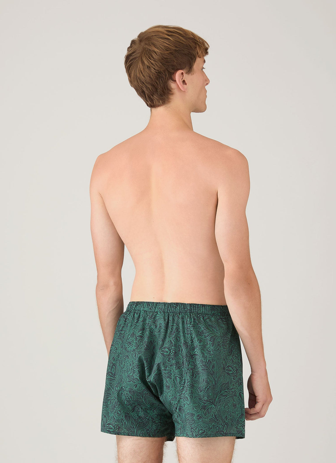 Men's Classic Boxer Short in Liberty Fabric in Steel Green Bloom
