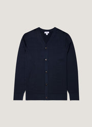 Men's Extra-Fine Merino Cardigan in Navy