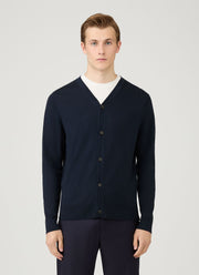 Men's Extra-Fine Merino Cardigan in Navy