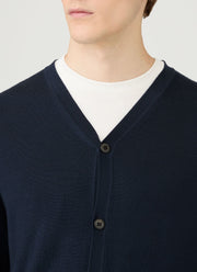 Men's Extra-Fine Merino Cardigan in Navy