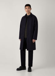 Men's Boiled Wool Car Coat in Navy