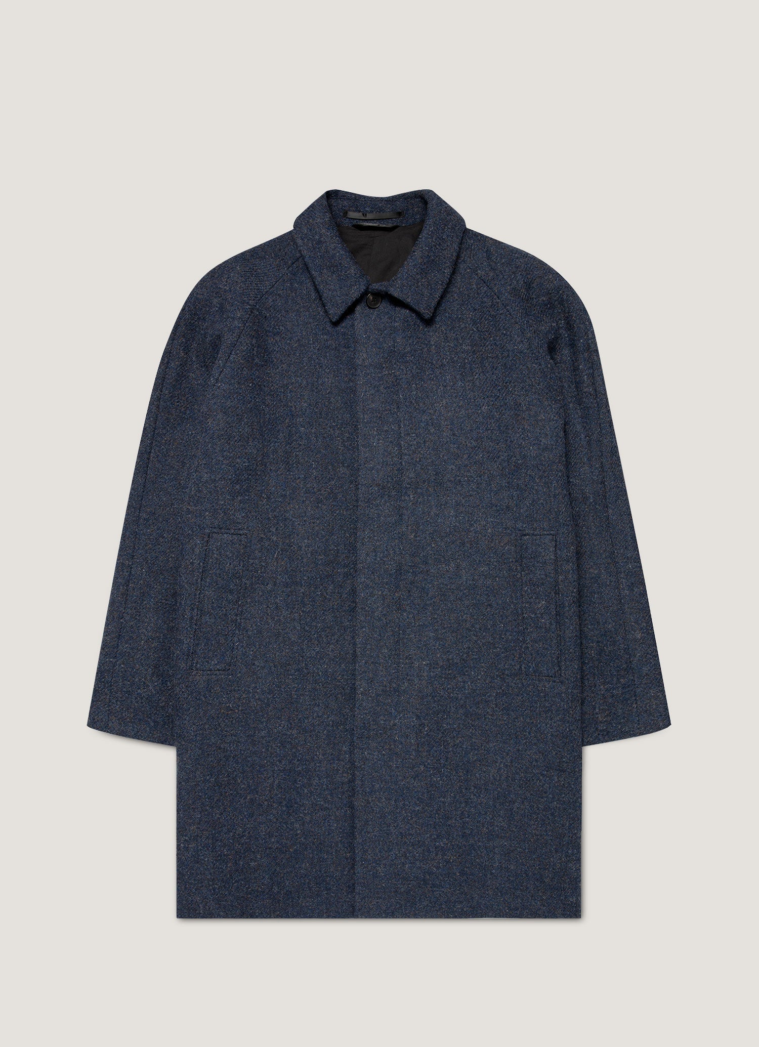 Men's Harris Tweed Car Coat in Selvedge Blue | Sunspel