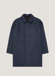 Men's Harris Tweed Car Coat in Selvedge Blue
