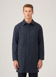 Men's Harris Tweed Car Coat in Selvedge Blue