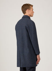 Men's Harris Tweed Car Coat in Selvedge Blue