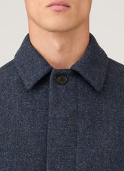 Men's Harris Tweed Car Coat in Selvedge Blue