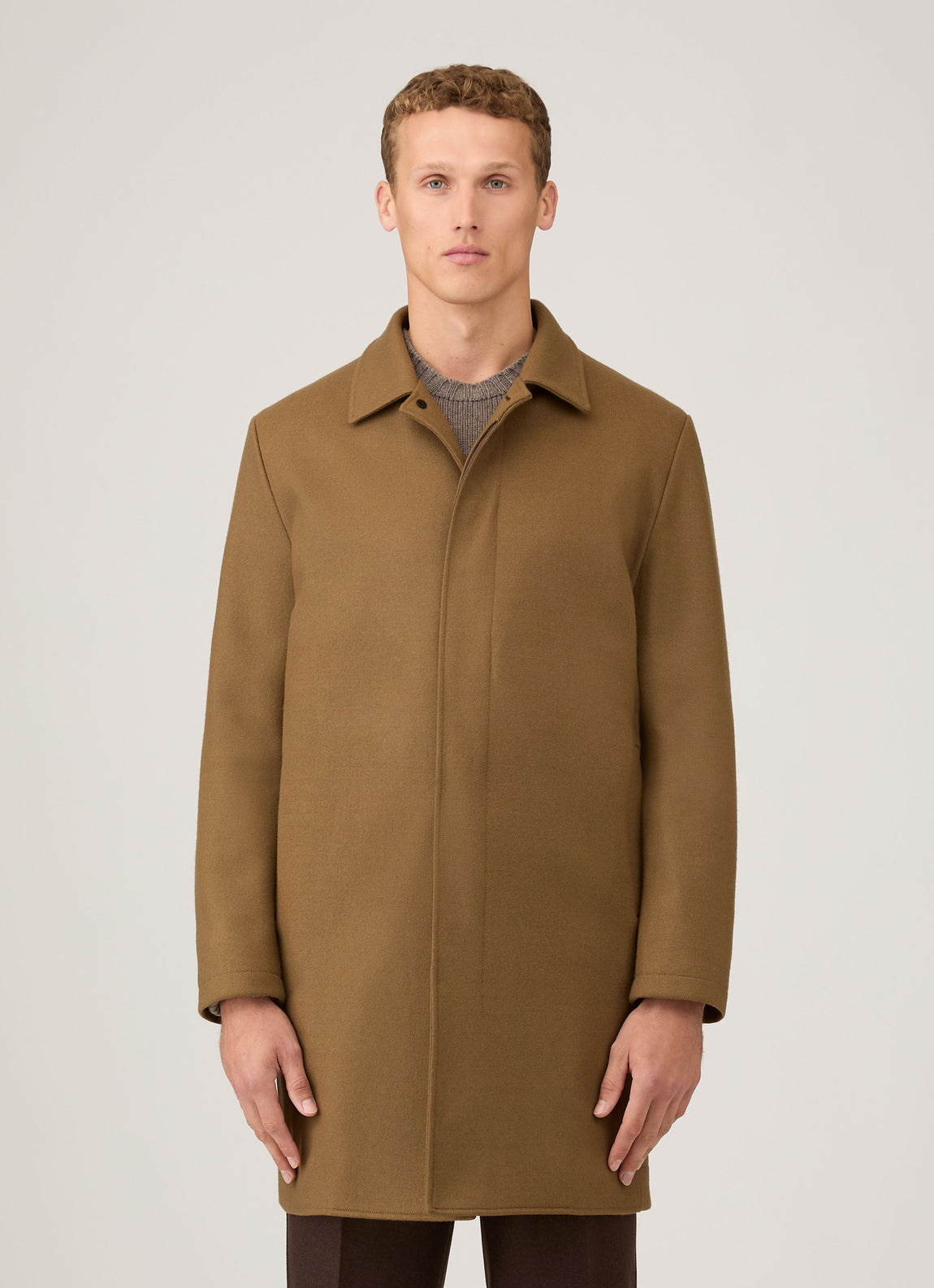 Men's Boiled Wool Coat in Mole