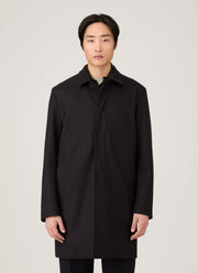 Men's Boiled Wool Coat in Navy