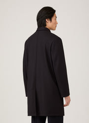 Men's Boiled Wool Coat in Navy