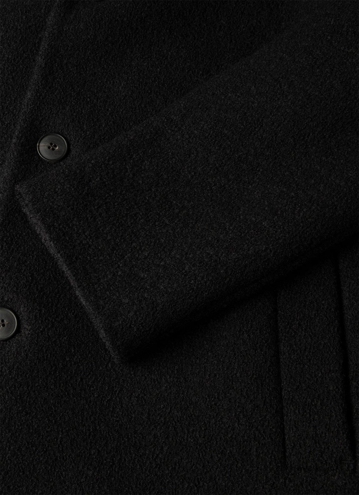 Men's Heavy Boiled Wool Jersey Overcoat in Black