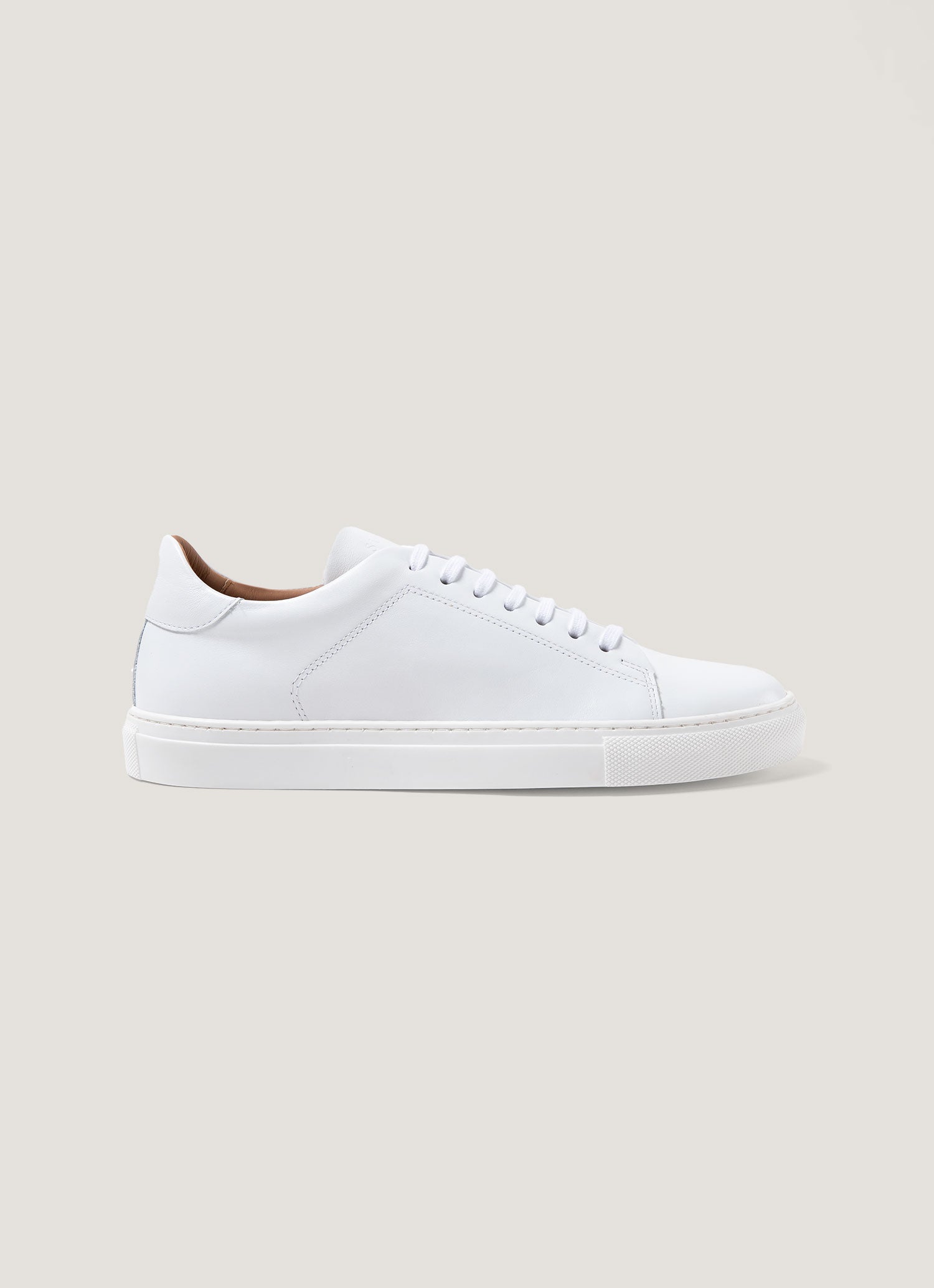 Men's Leather Tennis Shoe in White | Sunspel