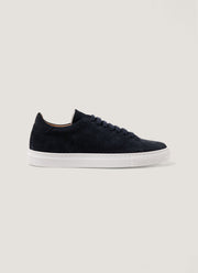 Men's Suede Tennis Shoe in Light Navy