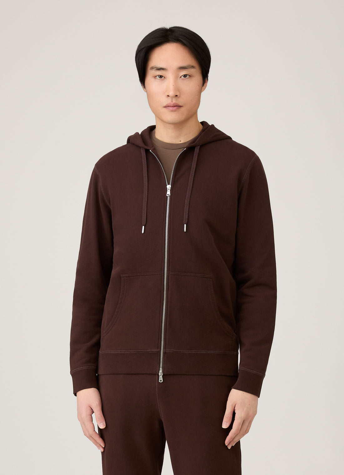 Men's Loopback Zip Hoodie in Truffle