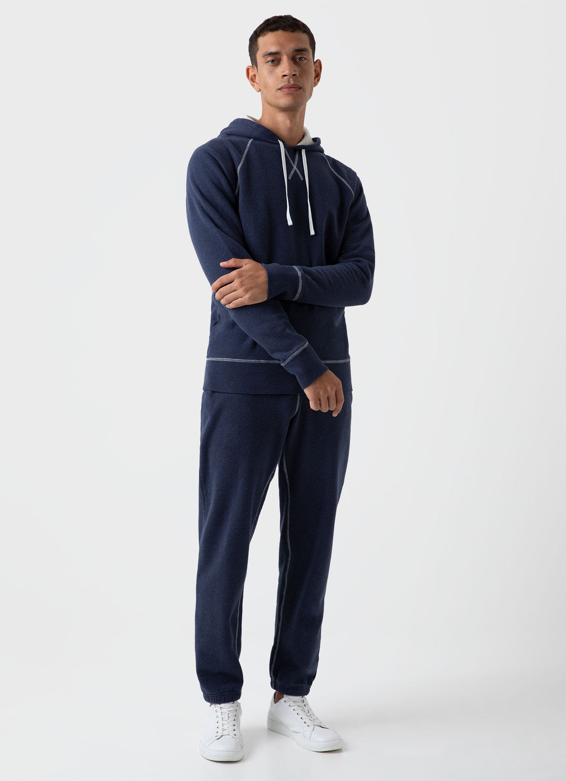 Men's Fleeceback Hoodie in Navy Melange