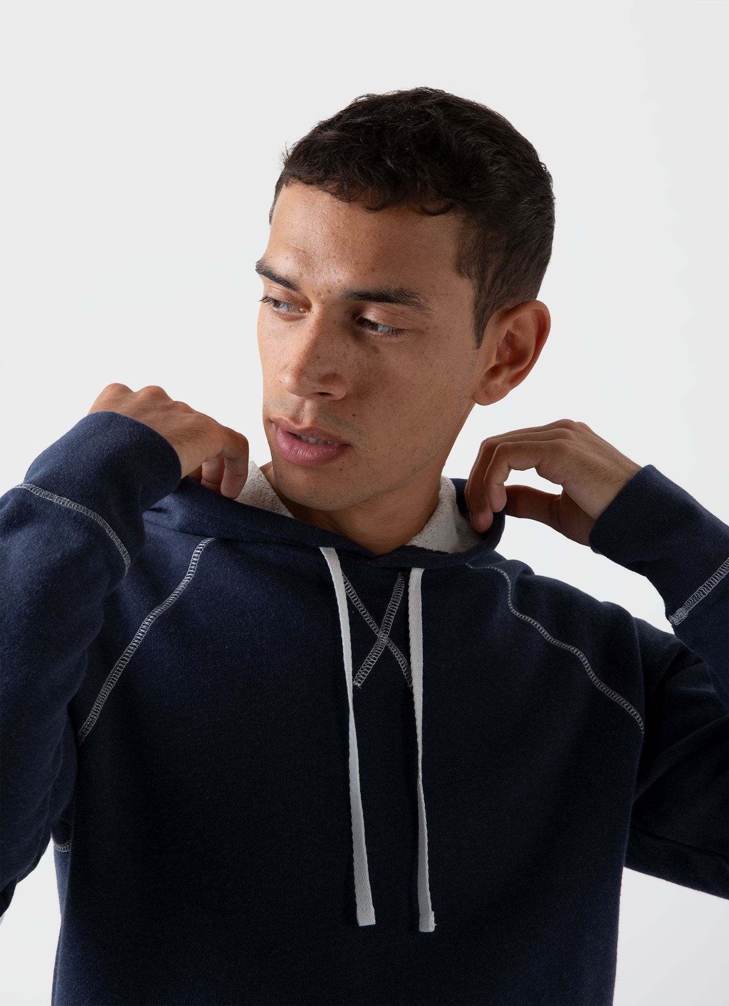 Men's Fleeceback Hoodie in Navy Melange
