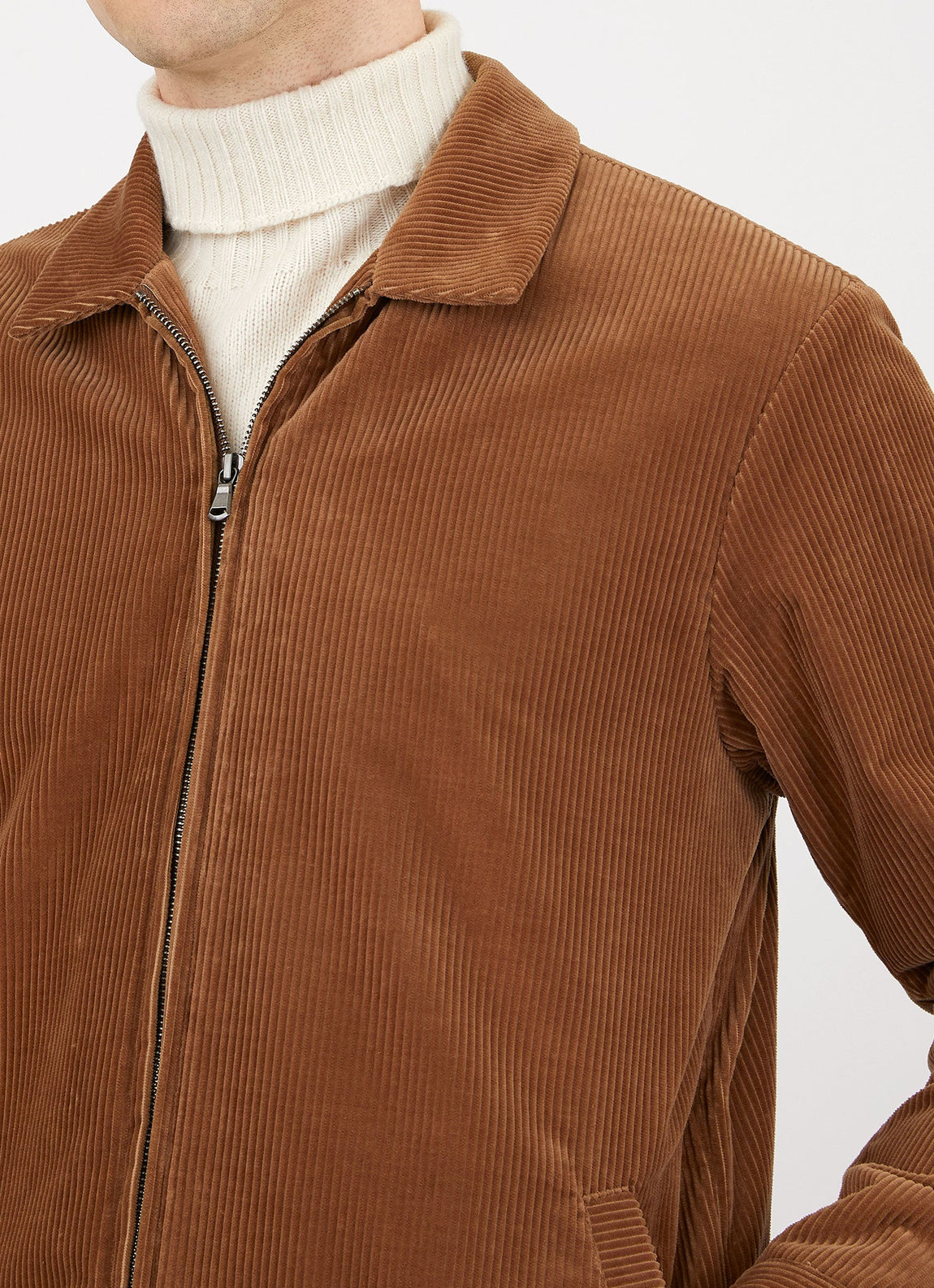 Men's Corduroy Harrington Jacket in Dark Camel