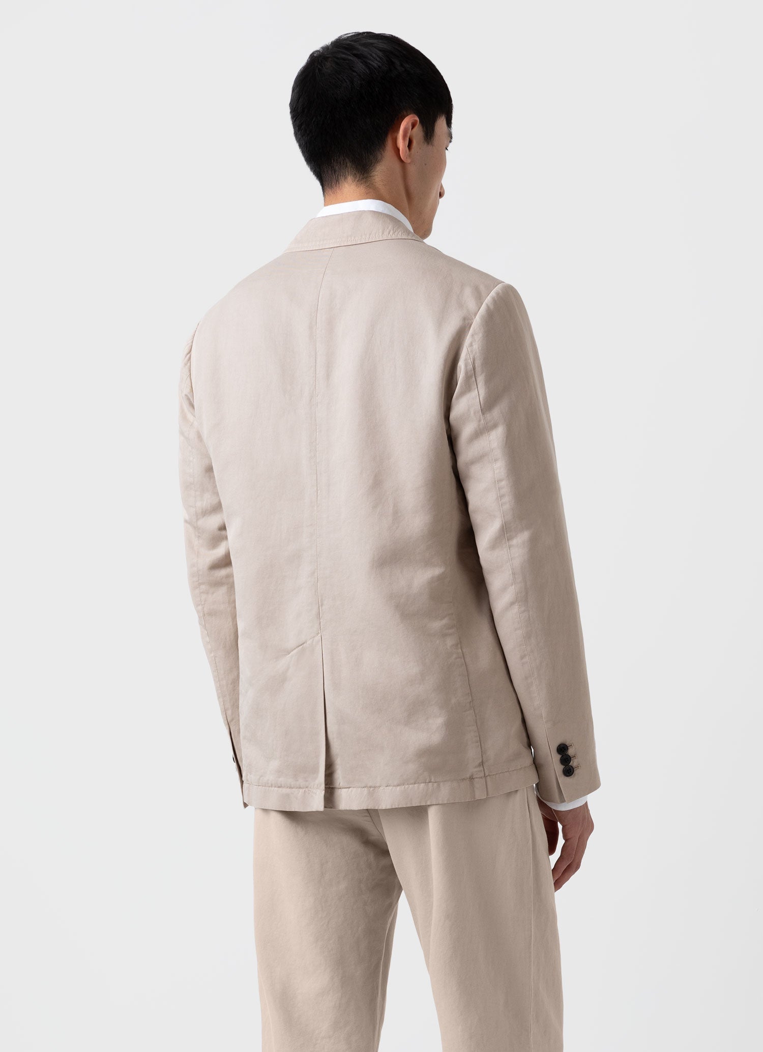 Men's Cotton Linen Unstructured Blazer in Light Sand