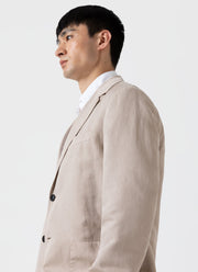 Men's Cotton Linen Unstructured Blazer in Light Sand