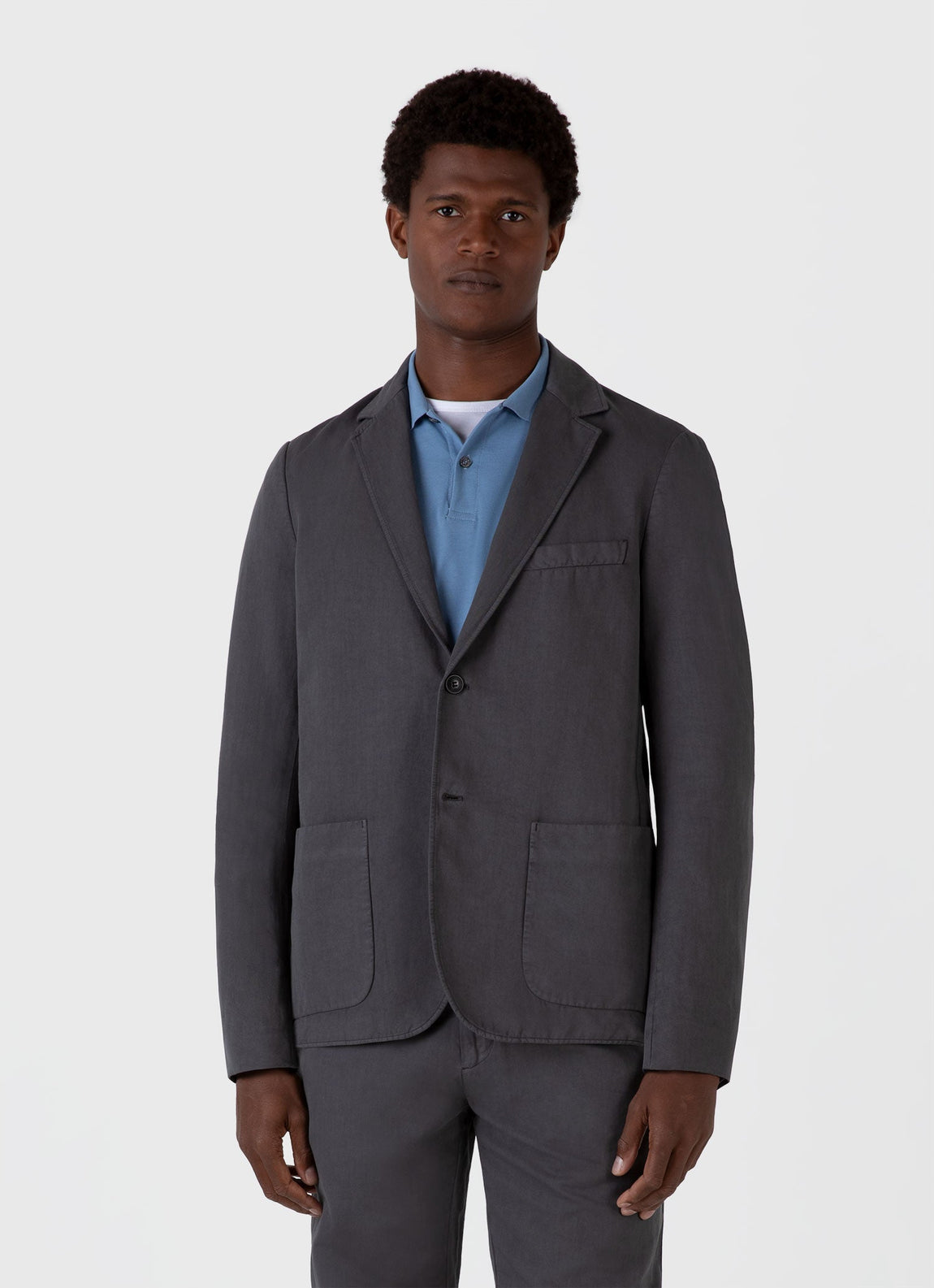 Men's Cotton Linen Blazer in Charcoal