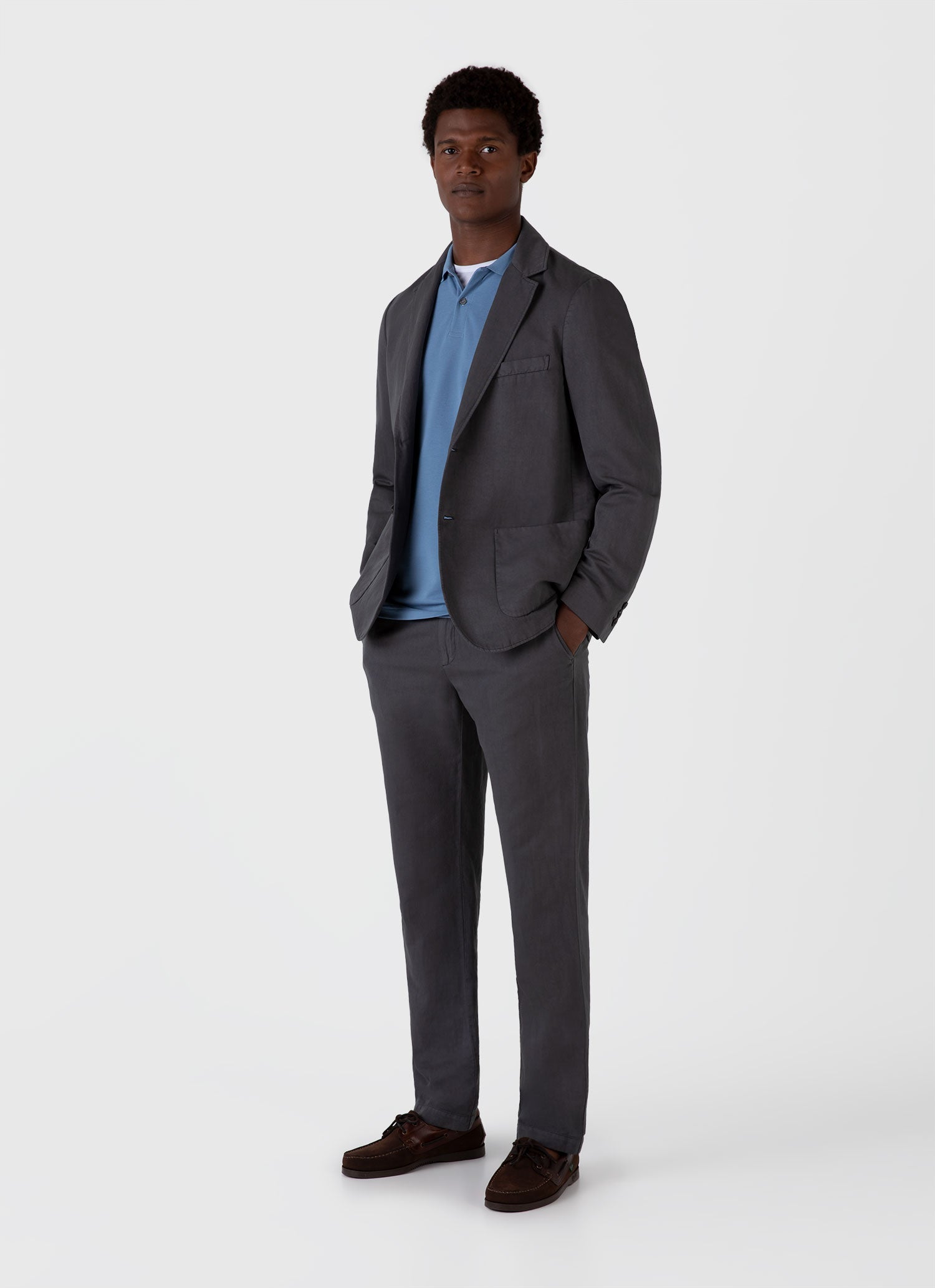 Men's Cotton Linen Blazer in Charcoal