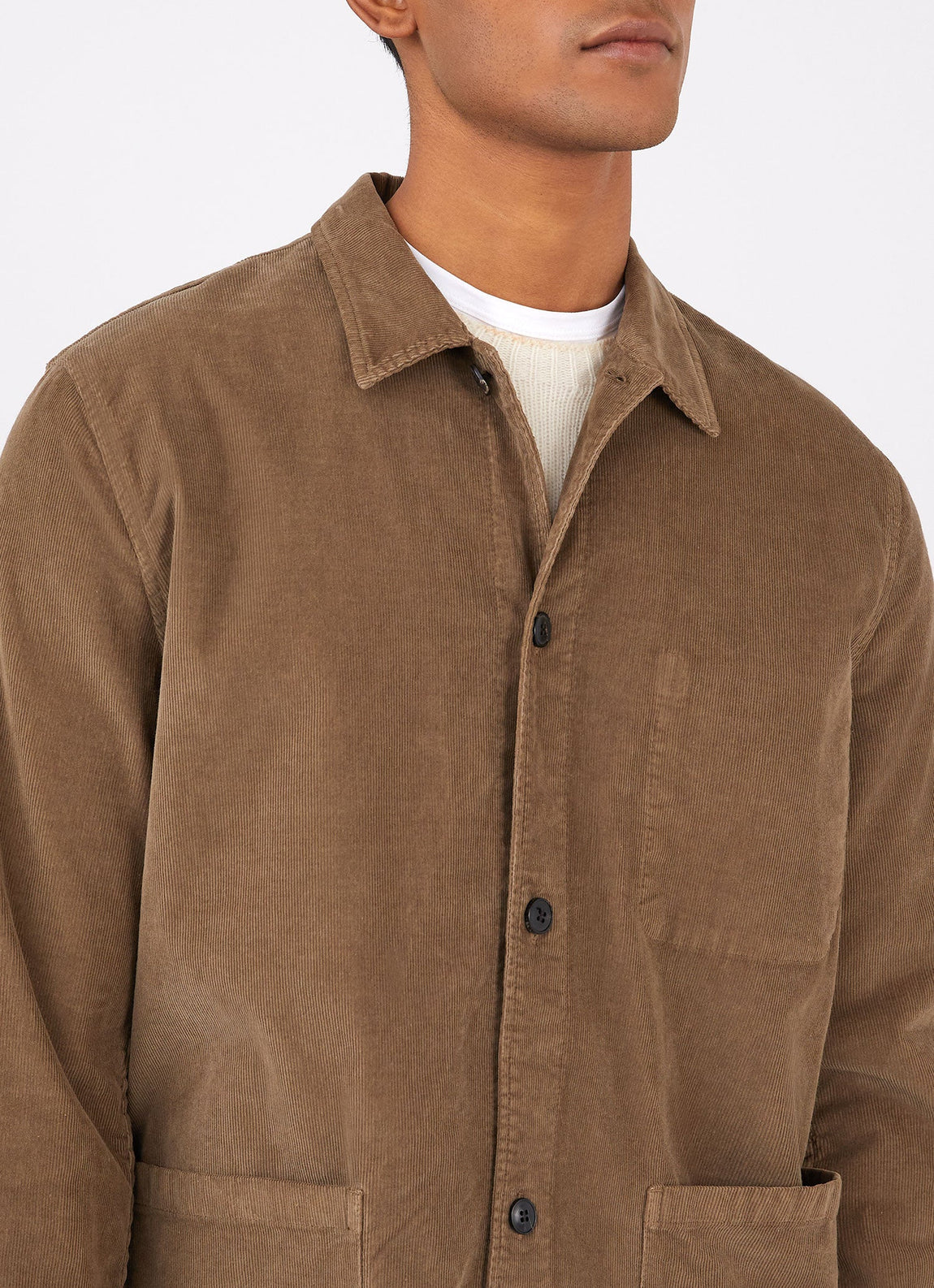 Men's Corduroy Twin Pocket Jacket in Dark Stone