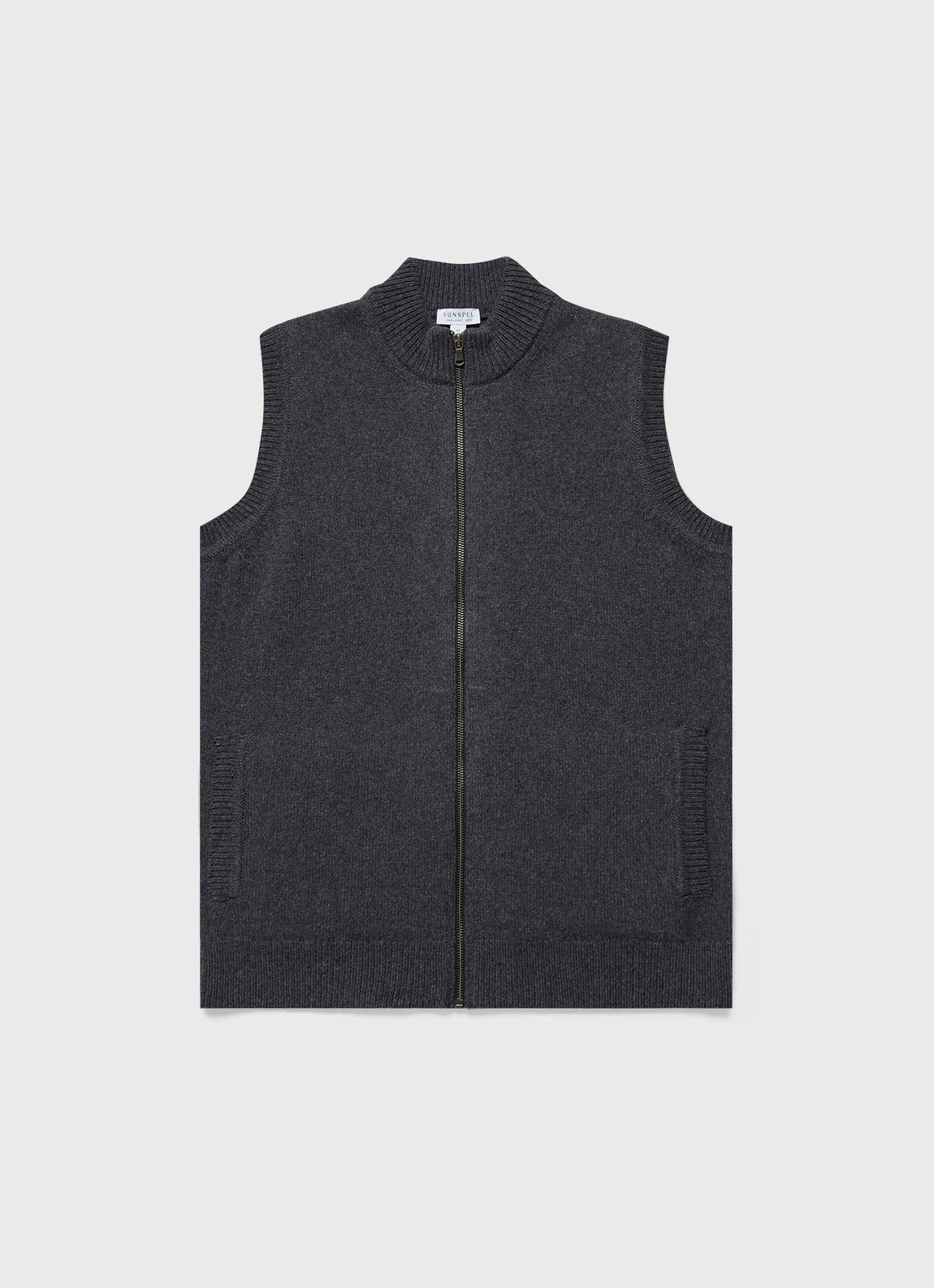 Men's Knitted Gilet in Charcoal Melange