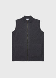 Men's Knitted Gilet in Charcoal Melange