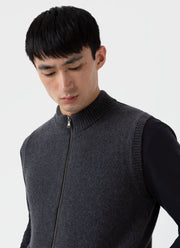 Men's Knitted Gilet in Charcoal Melange