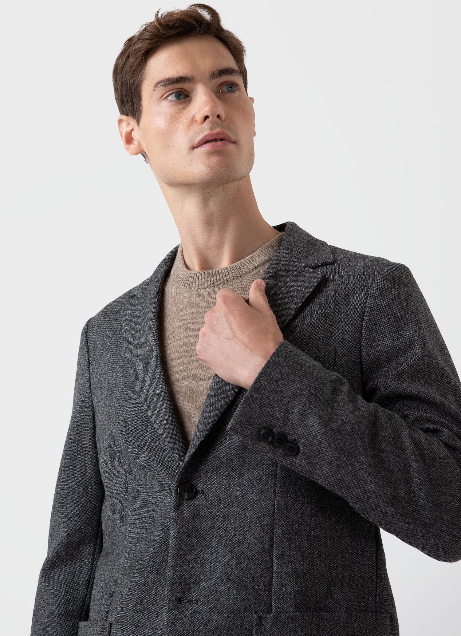 Men's Donegal Wool Blazer in Mid Grey Melange