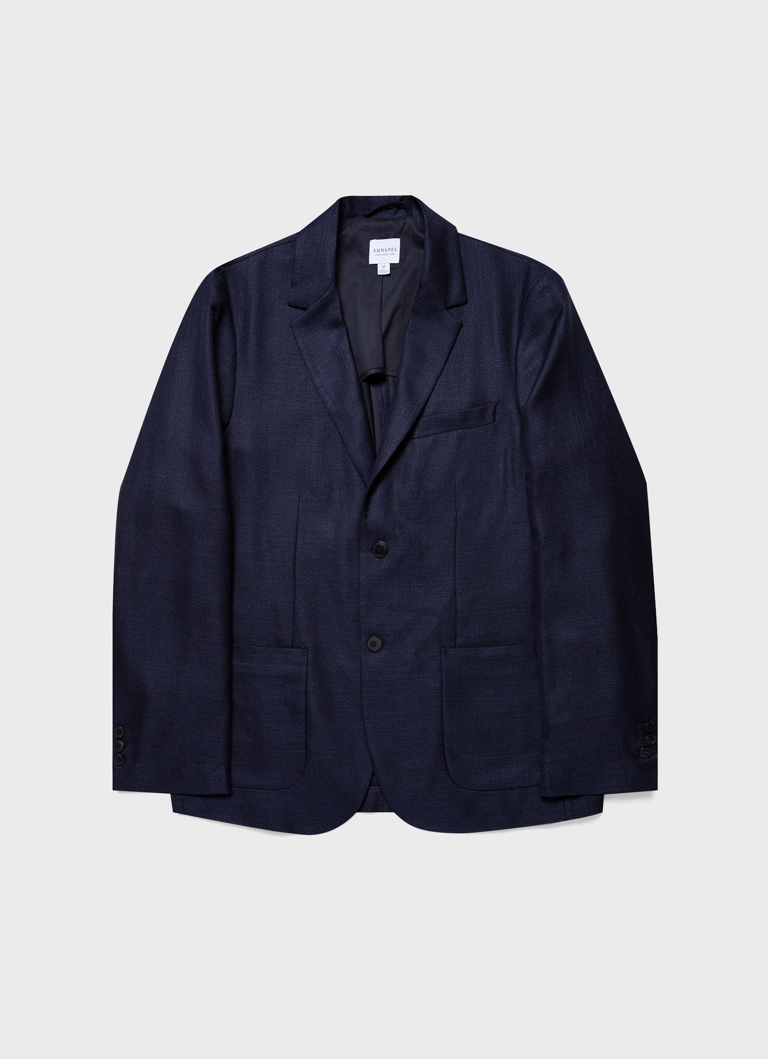 Men's Silk Linen Wool Blazer in Navy | Sunspel