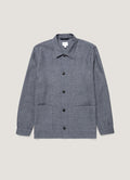 Men's Cotton Linen Twill Twin Pocket Jacket in Denim Blue