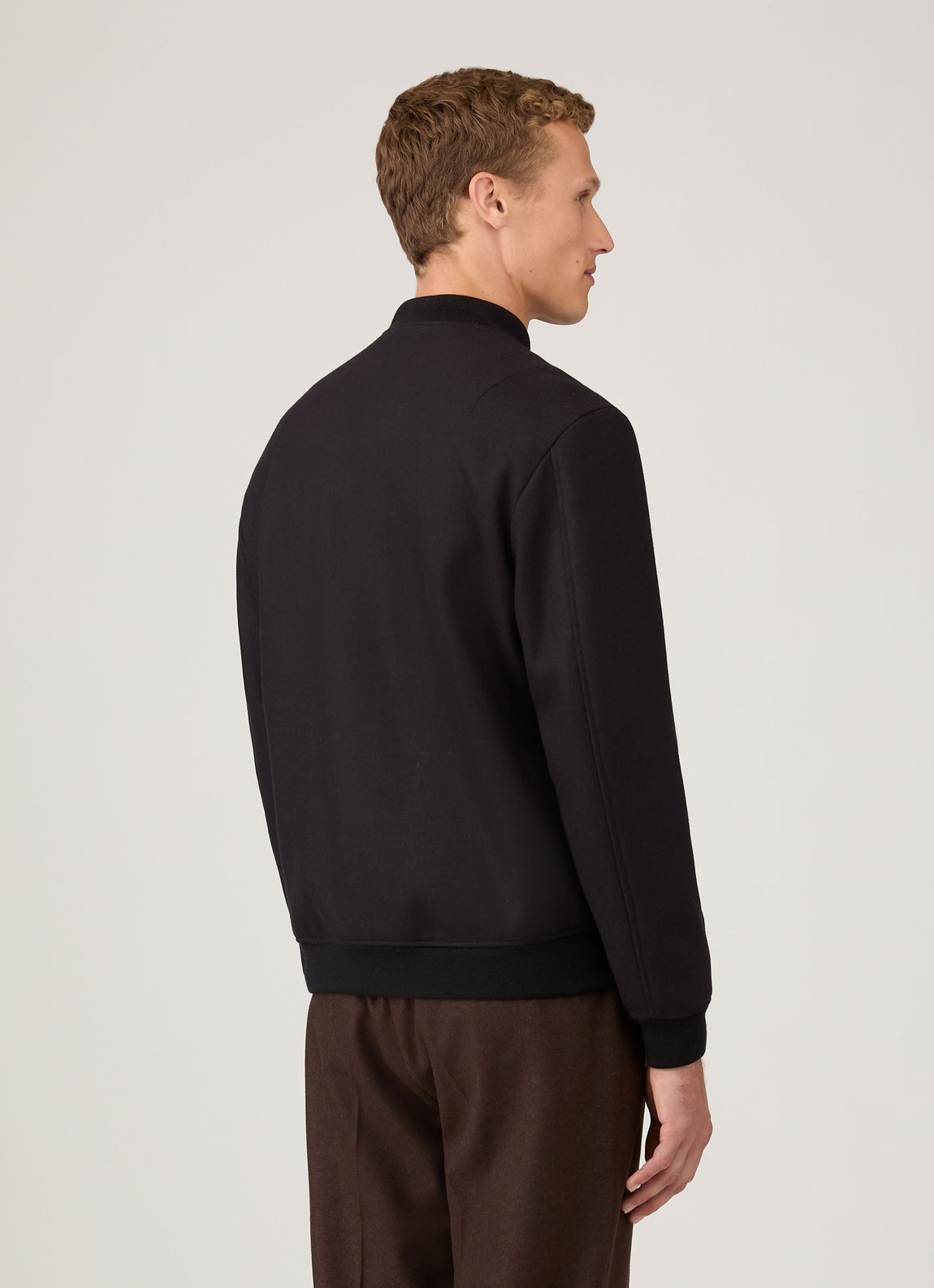 Men's Wool Bomber Jacket in Navy