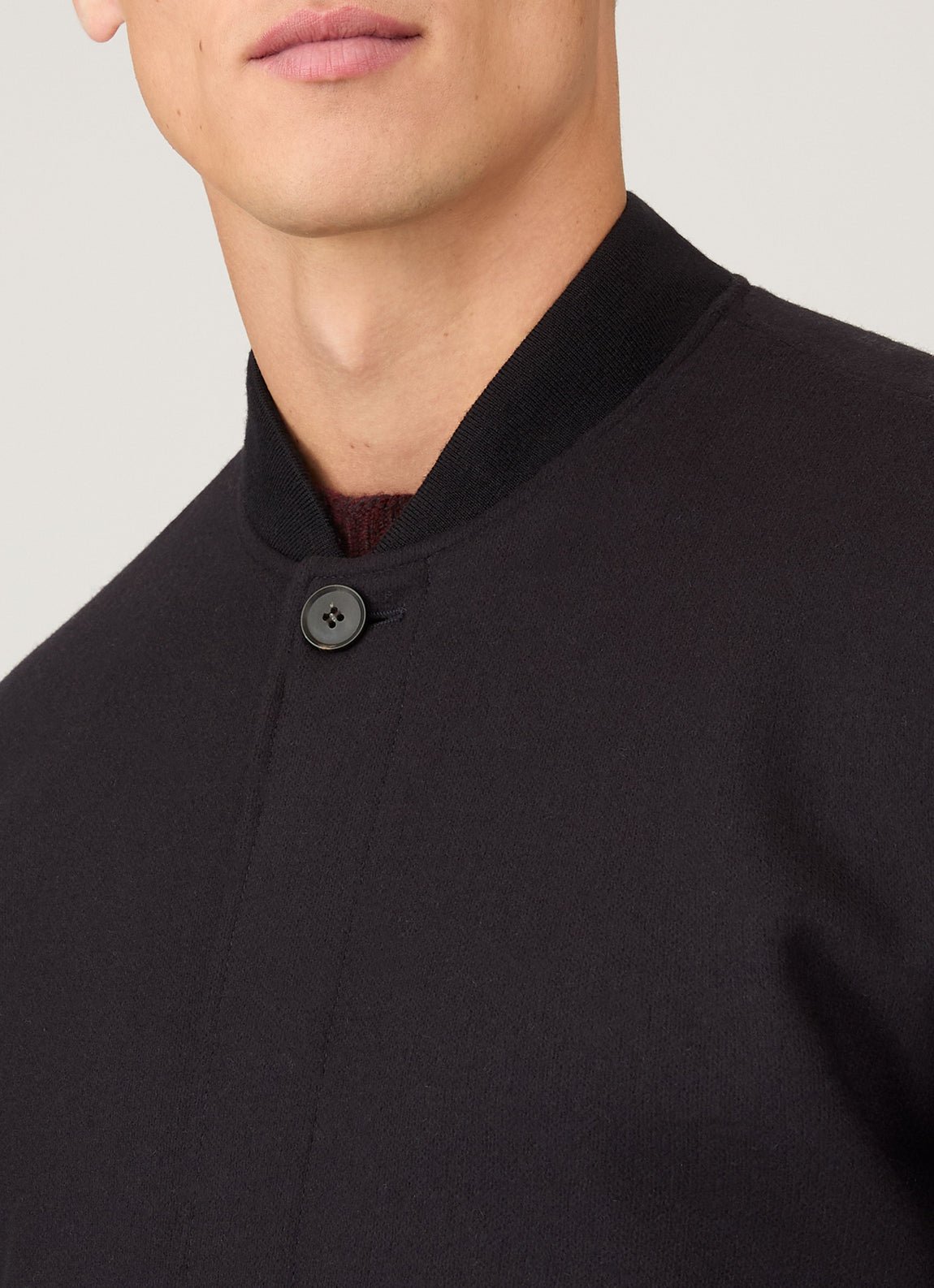 Men's Wool Bomber Jacket in Navy