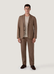 Men's Cotton Linen Blazer in Dark Tan