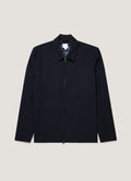 Men's Light Textured Wool Harrington Jacket in Navy