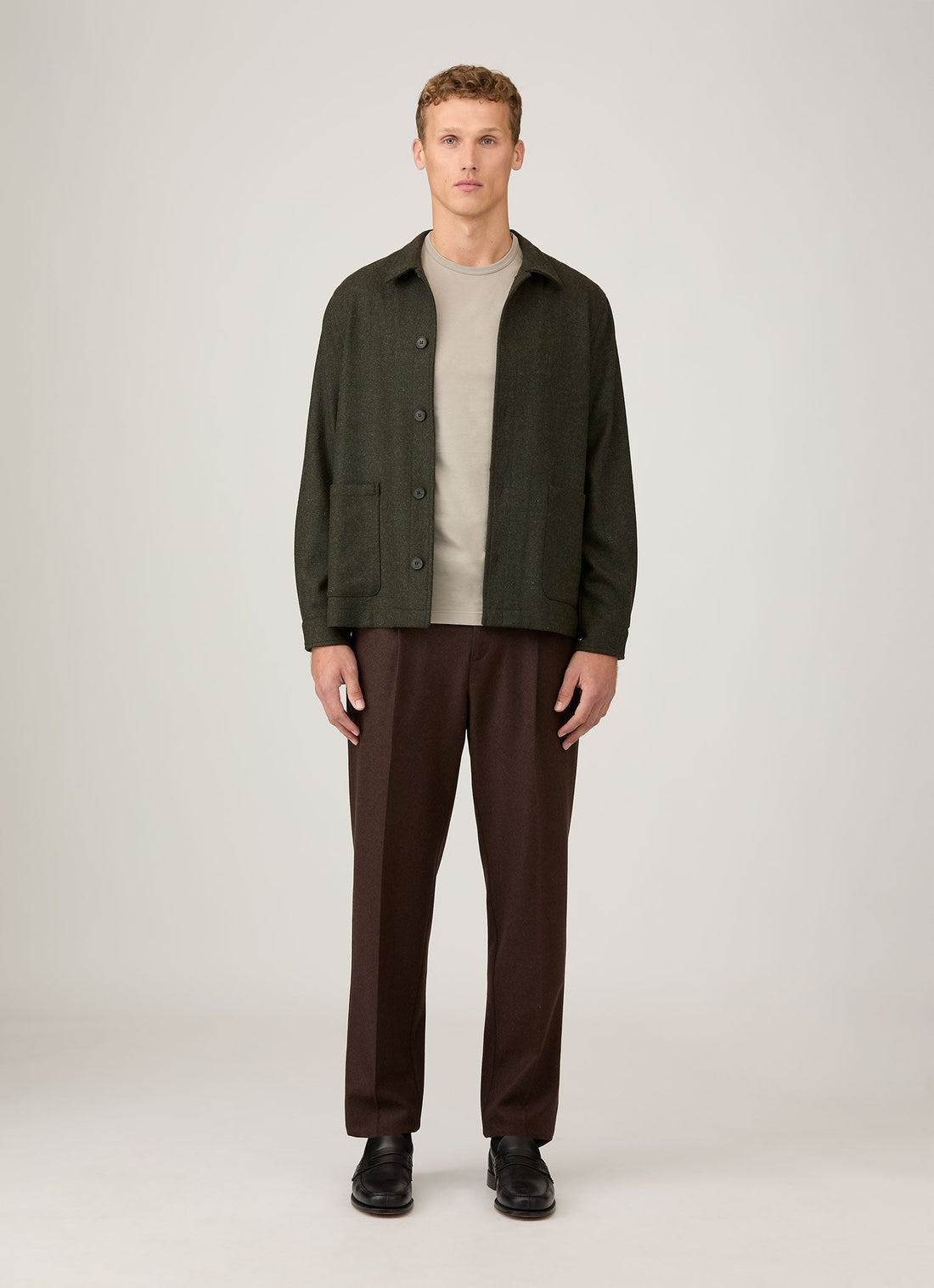Men's Wool Twin Pocket Jacket in Drill Green