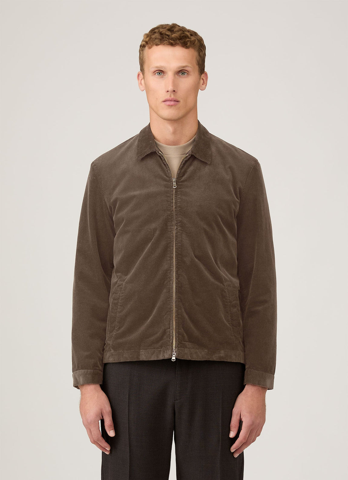 Men's Corduroy Harrington Jacket in Bark
